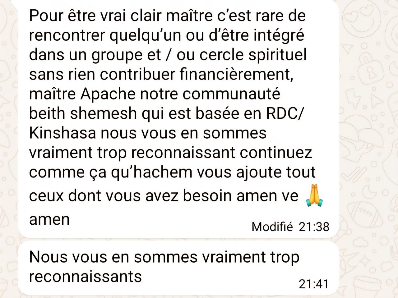 Témoignage WhatsApp authentique