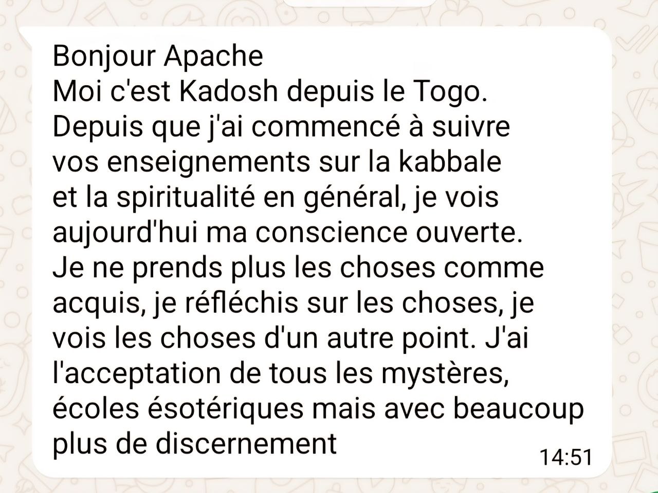 Témoignage WhatsApp authentique